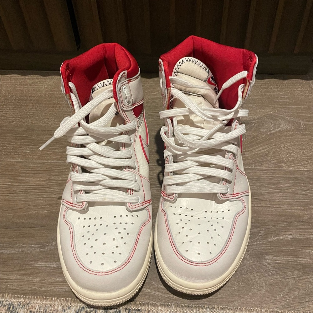 Nike Red and White High-Top Sneakers